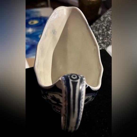 1800’s ANTIQUE flow cornflower BLUE WHITE FLORAL GRAVY BOAT FORD & SONS ENGLAND - Picture 3 of 8